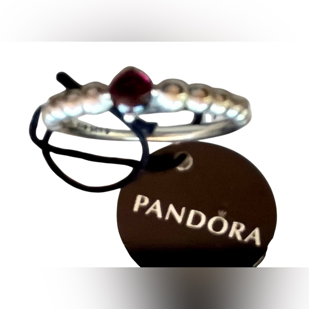Hostess Pock 💥☄️🥳 Pandora Silver Red Beaded Ring - Picture 7 of 10
